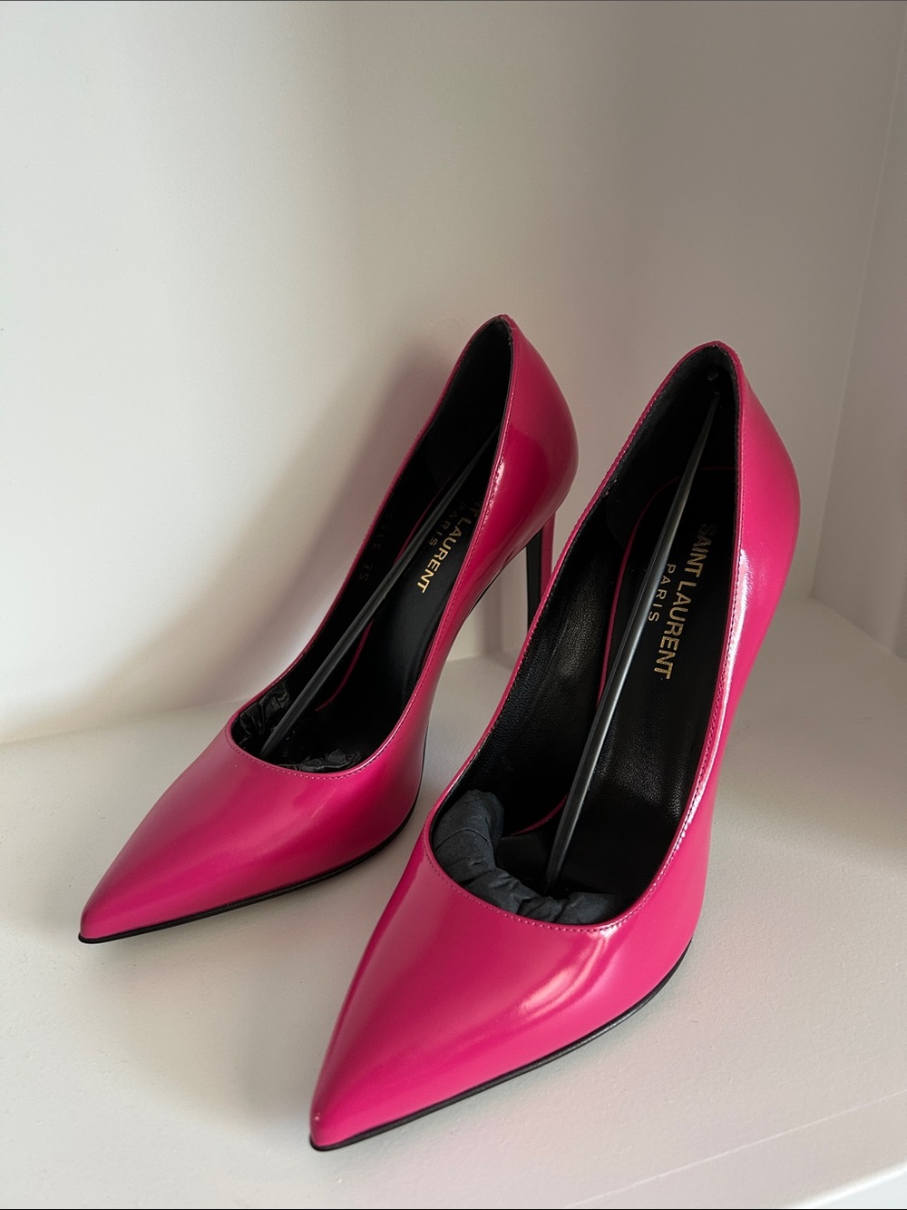 Saint Laurent Paris Shiny Leather Paris Pumps 105mm | Fuchsia Pink | EU 36 | Box - Picture 15 of 16